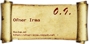Ofner Irma névjegykártya